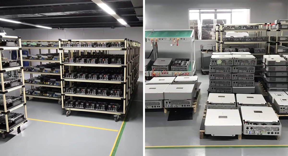 Solvic GES inverter factory production line – automated assembly and quality control for 12kW split phase hybrid solar inverters, ensuring high manufacturing standards and reliable performance